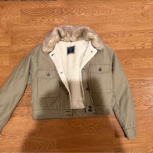 Abercrombie & Fitch Cream Sherpa Jacket